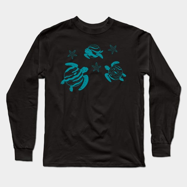 Celestial Sea Turtles Long Sleeve T-Shirt by Carabara Designs